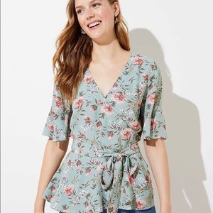 LOFT Floral Flutter Wrap Top